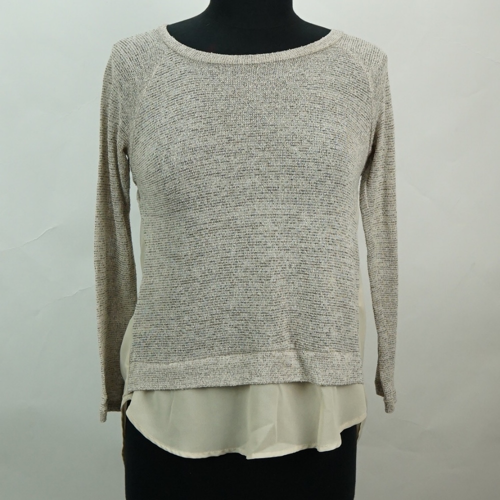 Sweater Top with Sheer High/Low Under Layer S